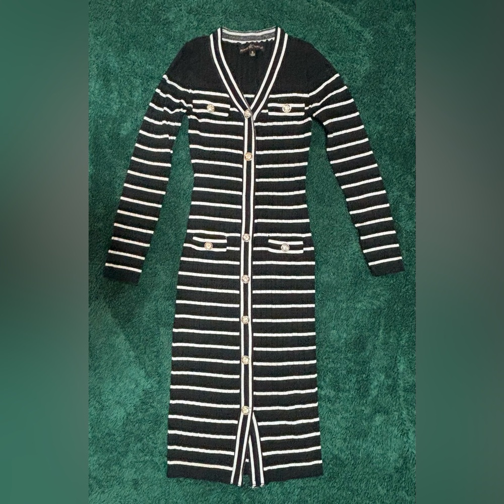 Almost Famous Black and White Striped Knit Top
